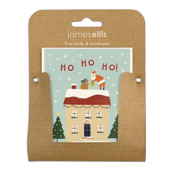 Christmas Ho Ho Ho Santa House Pack of 5 Cards
