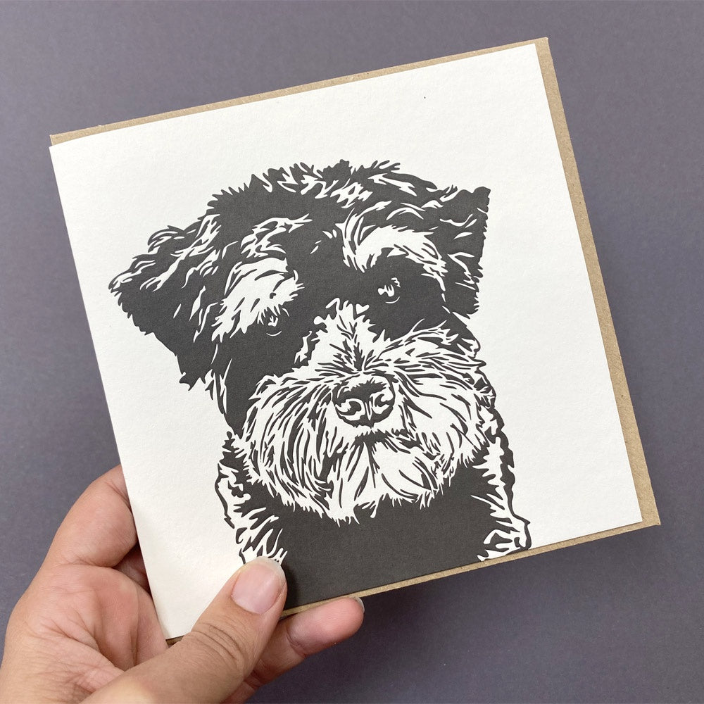 Miniature Schnauzer Big Dog  Letterpress Card