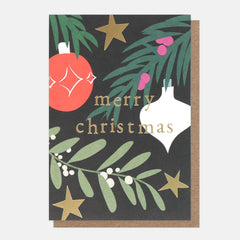 Merry Christmas Baubles In Tree Branches Pack of 10 Cards
