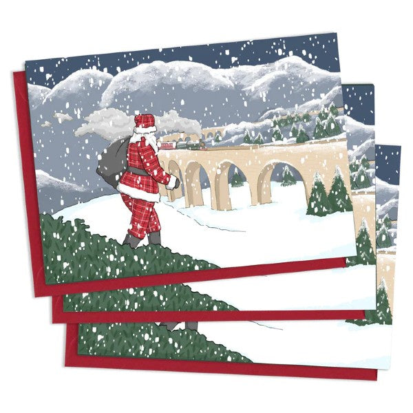 Tartan Santa Glenfinnan Viaduct Christmas Card Pack