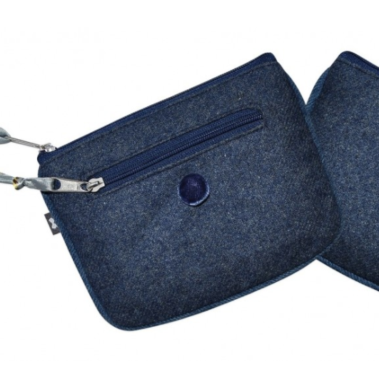 Blue Herringbone Emily Purse