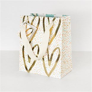 Gold Hearts Medium Gift Bag