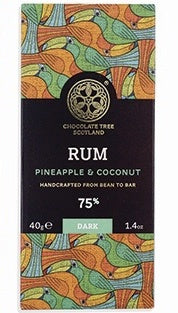 Bean To Bar Dark Chocolate 75% Rum, Pineapple And Coconut 40g