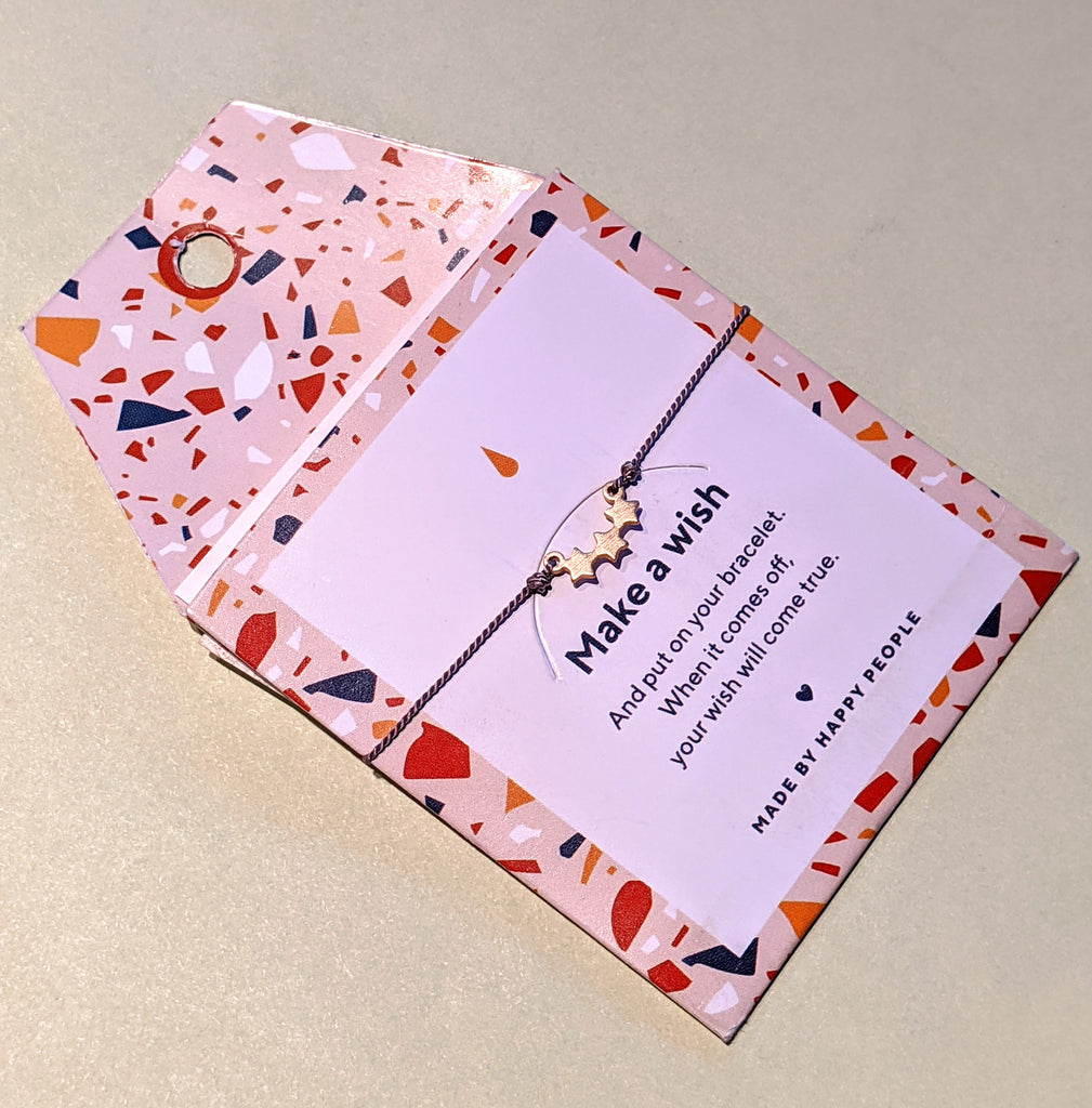 Make A Wish Three Star Silk Bracelet Gold