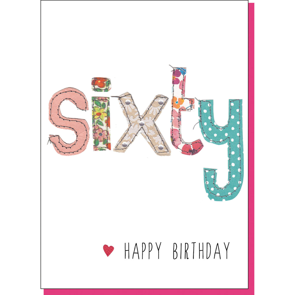 60th Birthday Card - Patchwork (For Her)