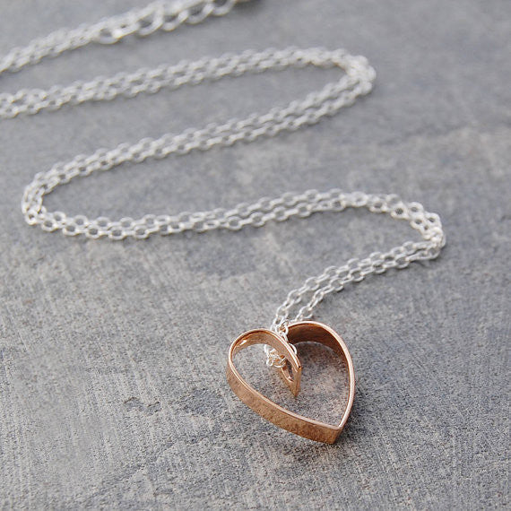 Rose Gold Lace Heart Necklace