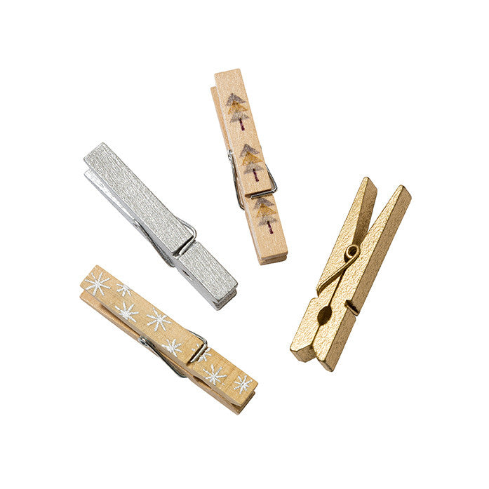 Nordic Christmas Wooden Pegs Pack of 12