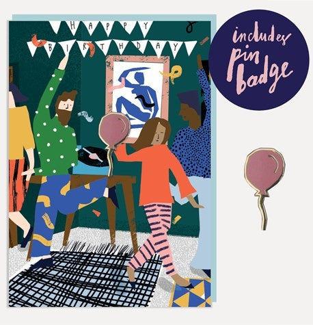 Birthday Party Card with Balloon Pin