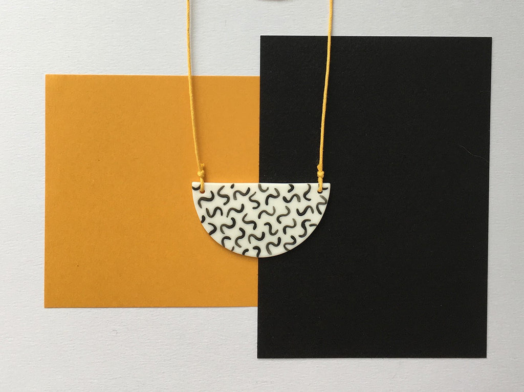 Semi-Circle Necklace Noodle with Black Cord