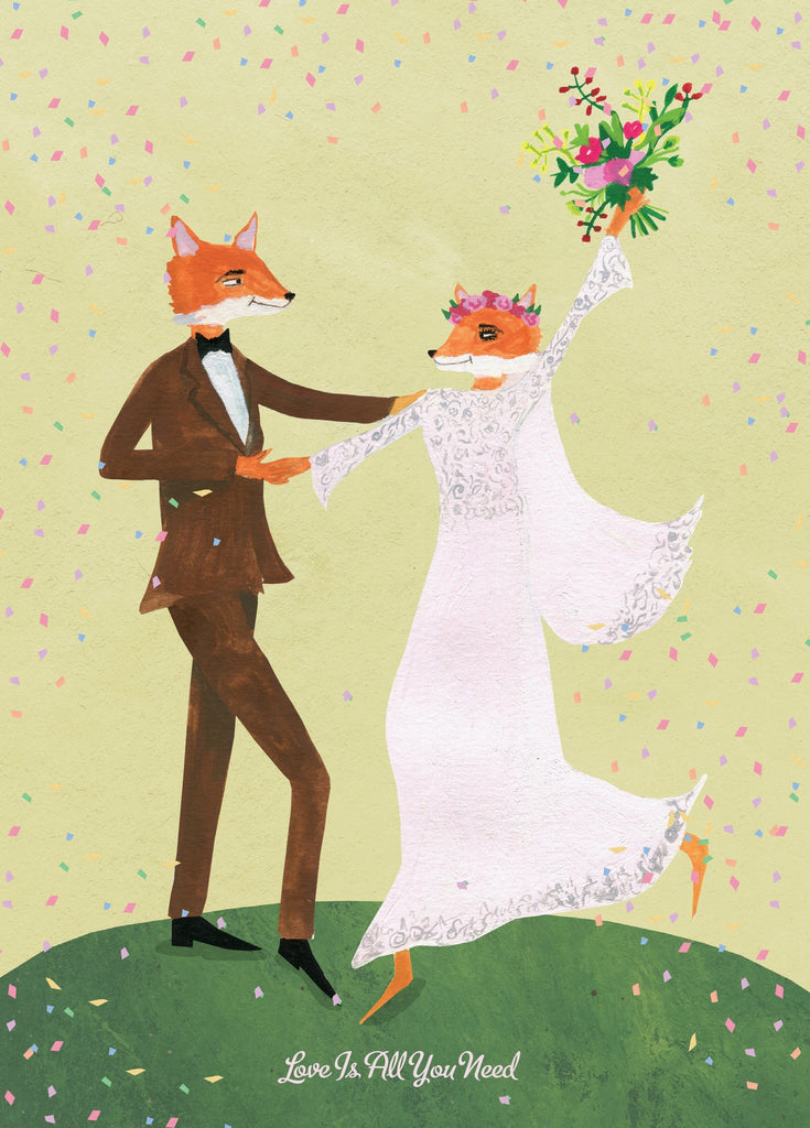 Love Is All You Need Fox Wedding Card