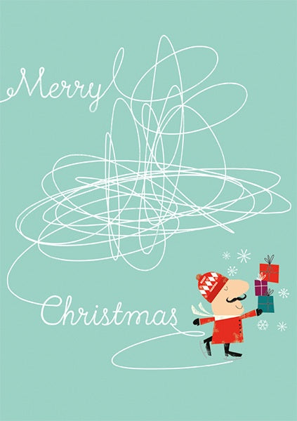 Ice Skater Christmas Card