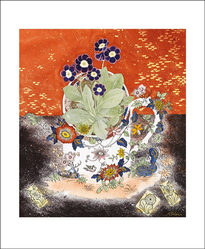 Auricula Faliraki Lithograph By Angie Lewin Card