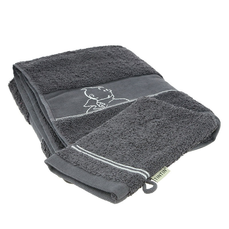 Grey Tintin Small Towel and Facecloth