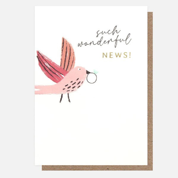 Such Wonderful News Bird Engagement Card