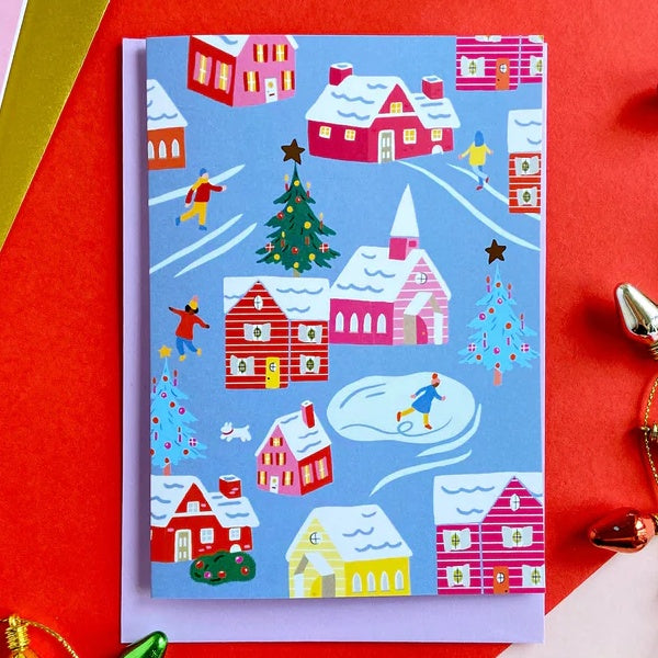 Christmas Village Snowy Card