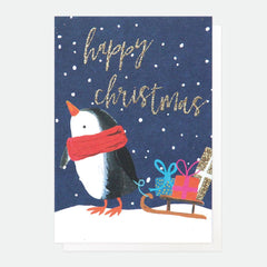 Happy Christmas Painted Penguin Pack of 5 Cards