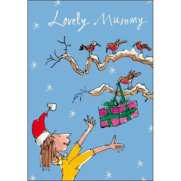 Robins Holding Present Christmas Card