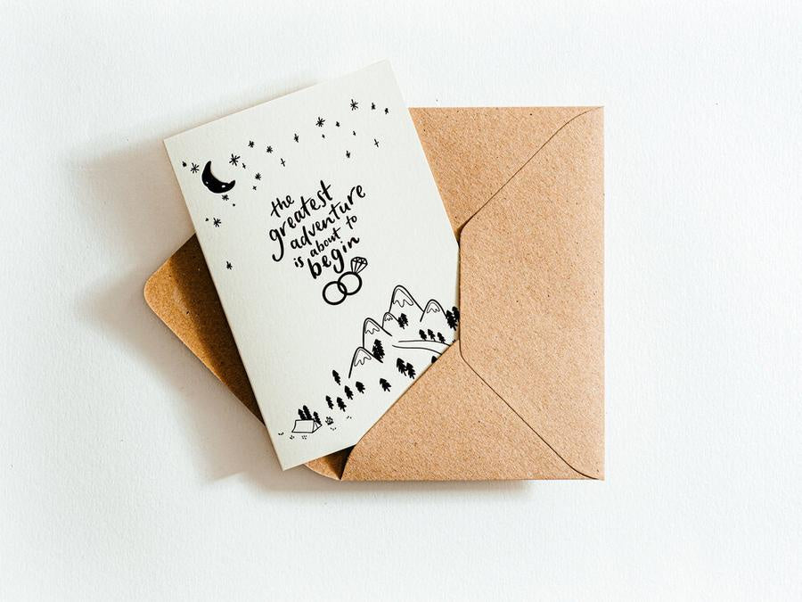The Greatest Adventure is About To Begin Wedding Card
