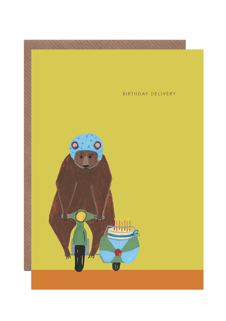 Birthday Delivery Bear on Bike Card