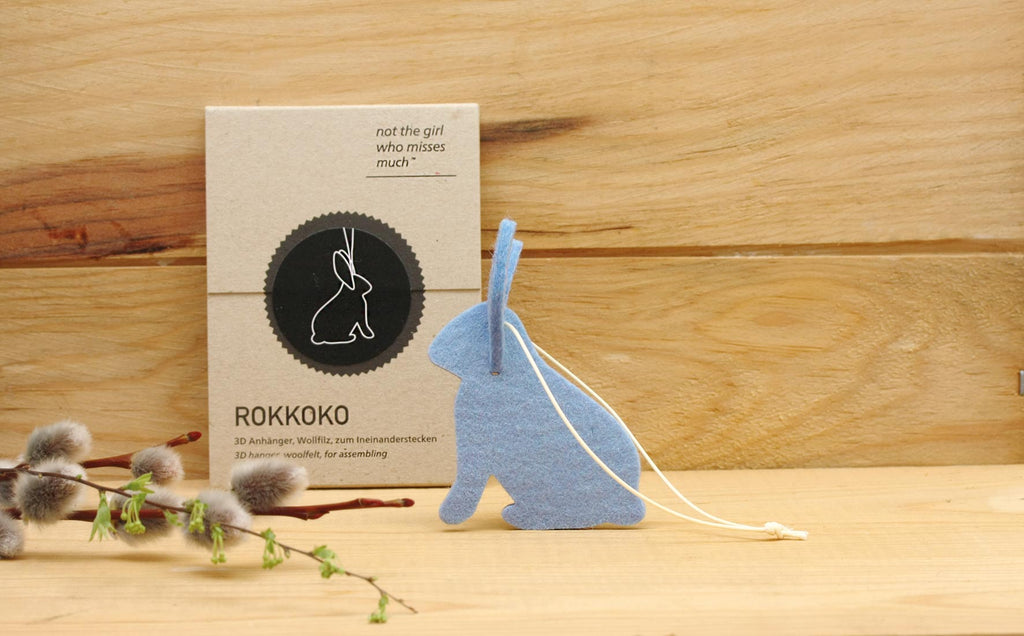 Light Blue Felt Hanging Hare Decoration