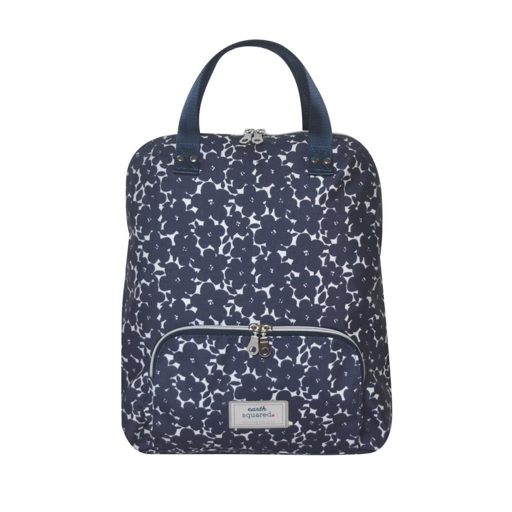 Navy Flower Oil Cloth Backpack