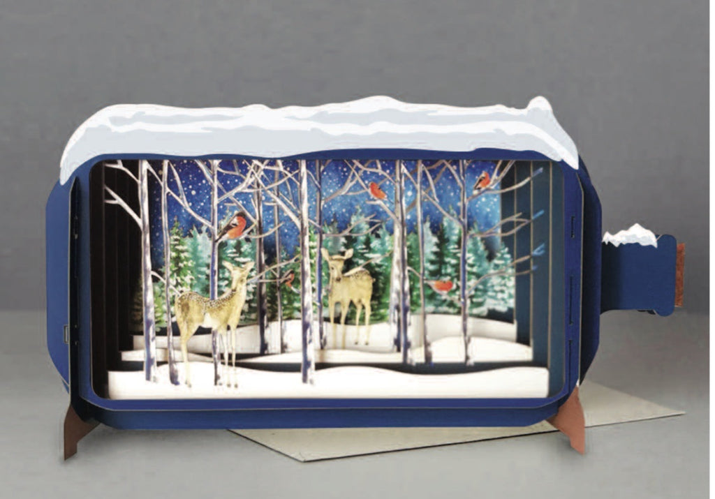 Deer in Winter Forest Pop-up Card