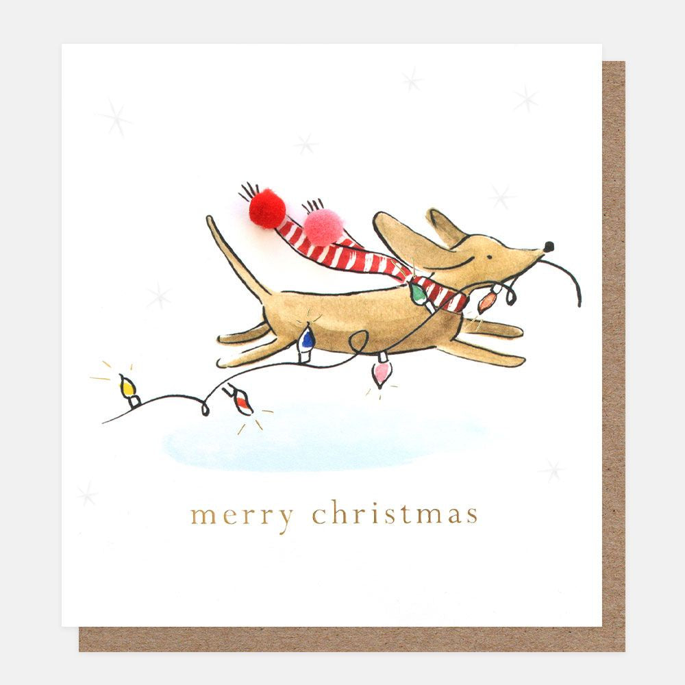 Mini Pom Merry Christmas Sausage Dog