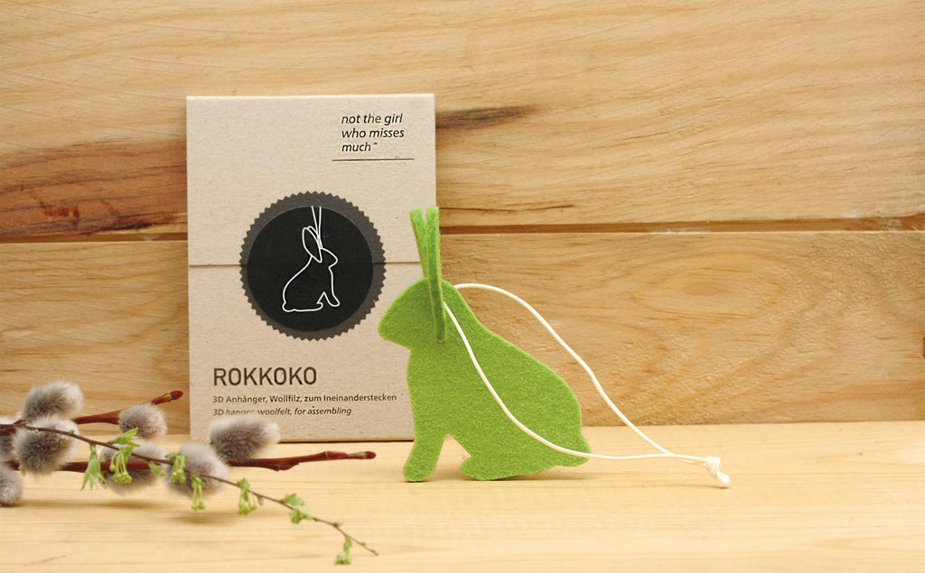 Green Felt Hanging Hare Decoration