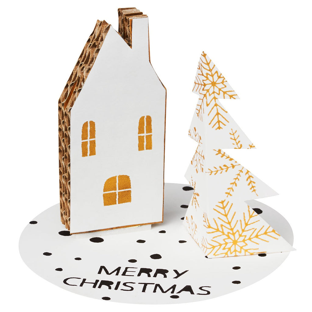 3D Merry Christmas House and Tree