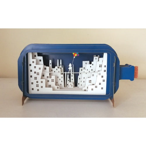 Sky City 3D Message In a Bottle Card