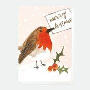 Merry Christmas Painted Robin Pack of 5 Cards