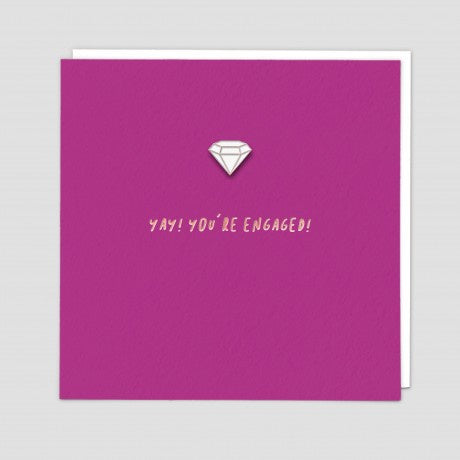 Yay! You're Engaged Diamond Pin Badge Card