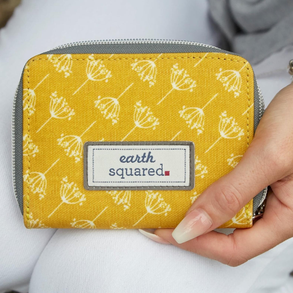 Mustard Dandelion Print Oil Cloth Wallet