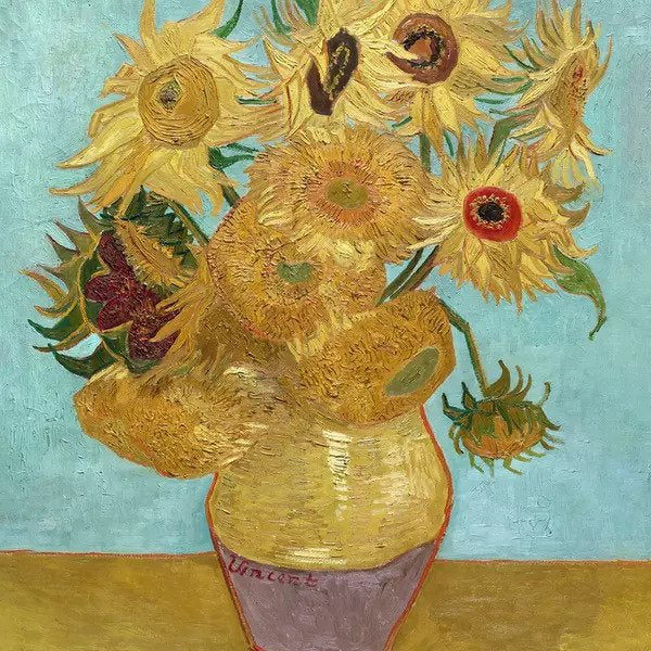 Vase With Twelve Sunflowers Art - Ickles Mini Card