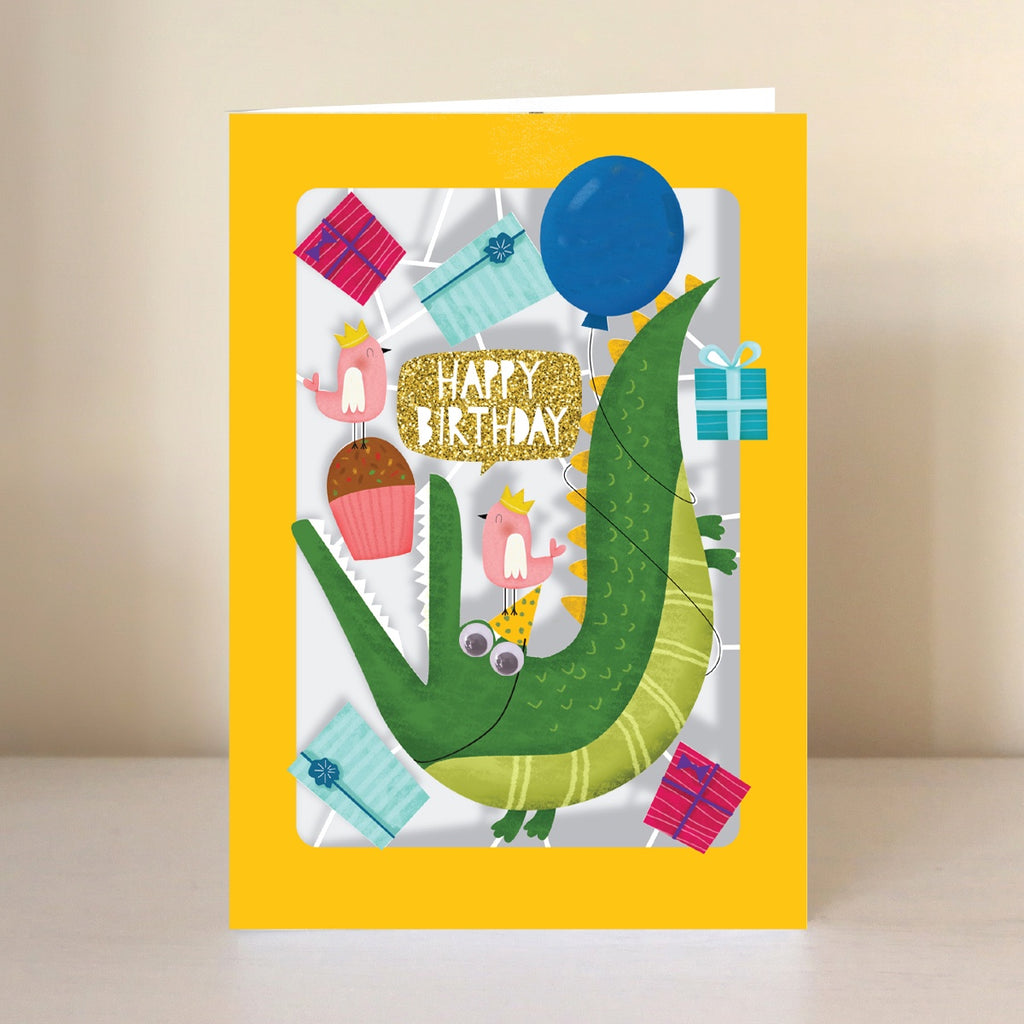 Happy Birthday Crocodile Lasercut Card