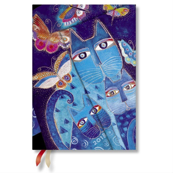 2018 Midi Blue Cats And Butterflies Diary