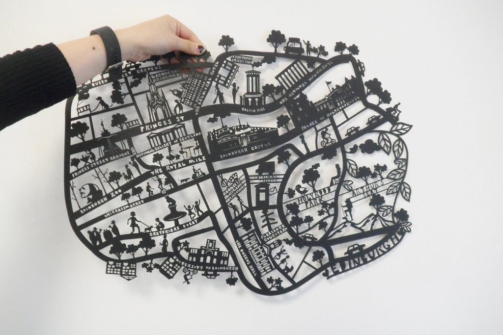 Lasercut A4 Edinburgh Map in Tube - Black