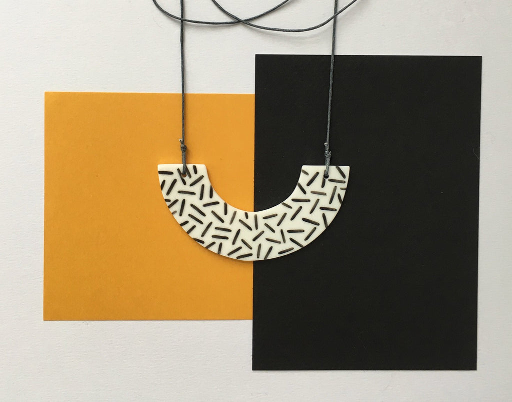 Arc Necklace Dash with Grey Cord
