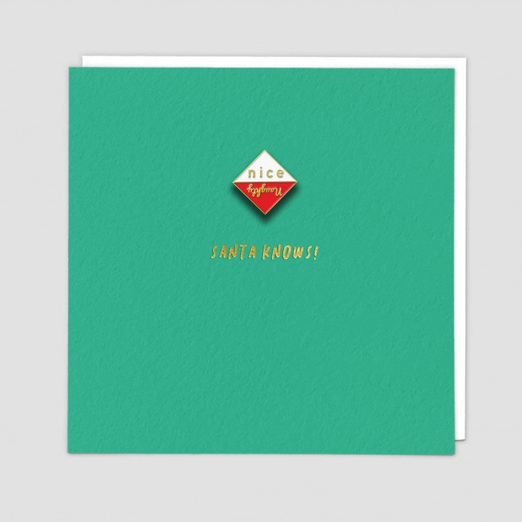 Santa Knows! Enamel Pin Badge Card