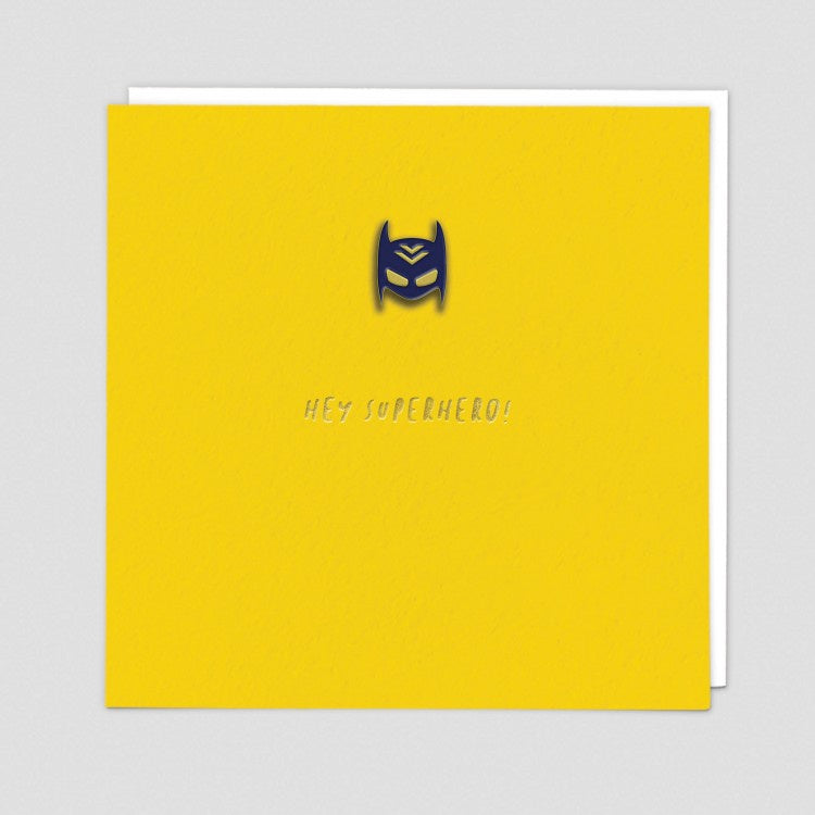 Hey Superhero Pin Badge Card