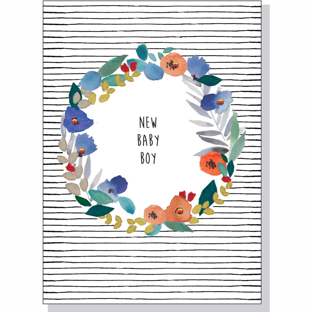 New Baby Card - Boy Floral