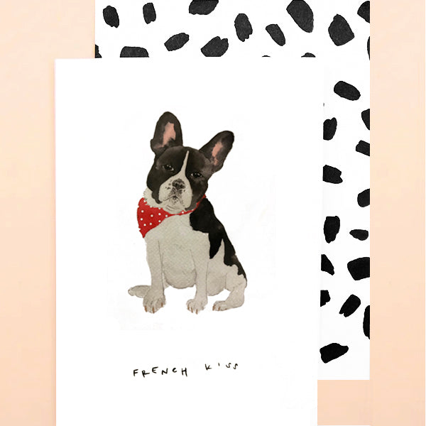 French Kiss Bulldog Card