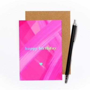 Happy Birthday Pink Foiled Card