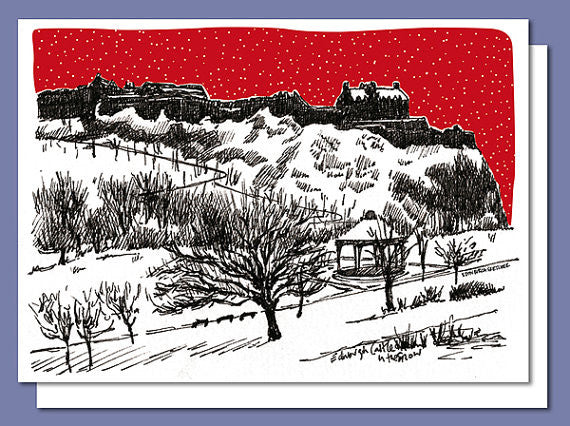 Edinburgh Castle in Snow Christmas Card