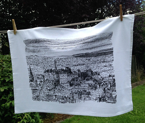 Edinburgh Sketcher Tea Towel Skyline