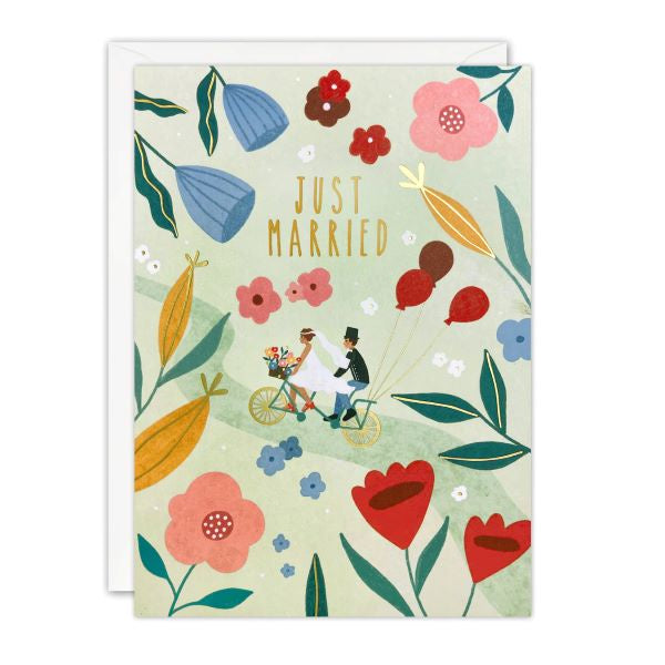 Just Married Wedding Bicycle Card