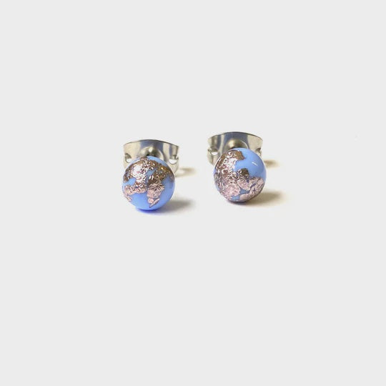 Periwinkle Blue Glass and Palladium Mini Studs
