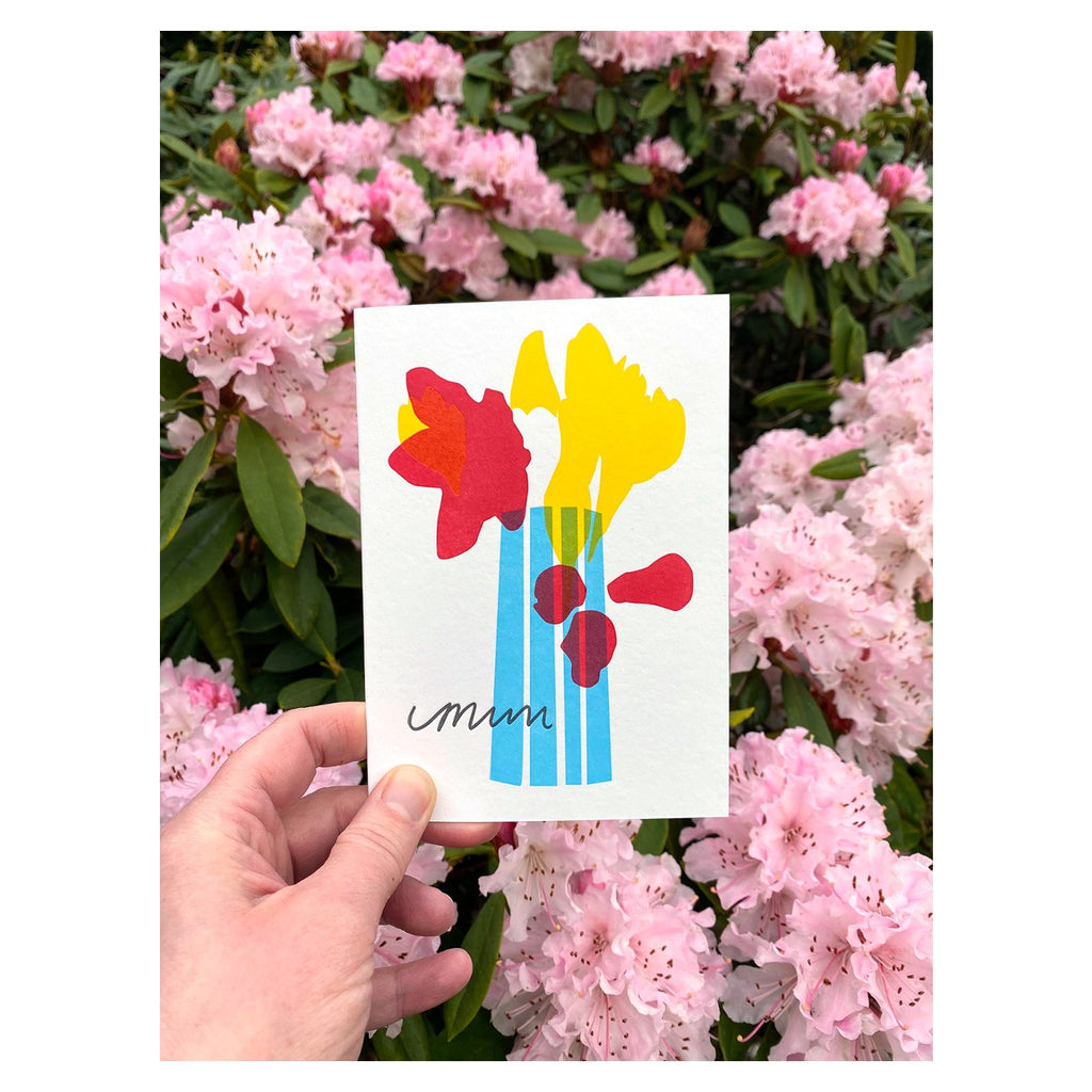 Red and Yellow Flowers Mum Card