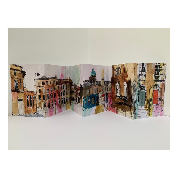 Red Door Edinburgh Street Concertina Card by Ann Cowan
