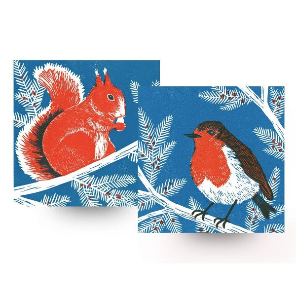 Robin and Squirrel Charity Christmas Cards Pack of 6
